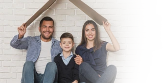 Couple sitting under a roof